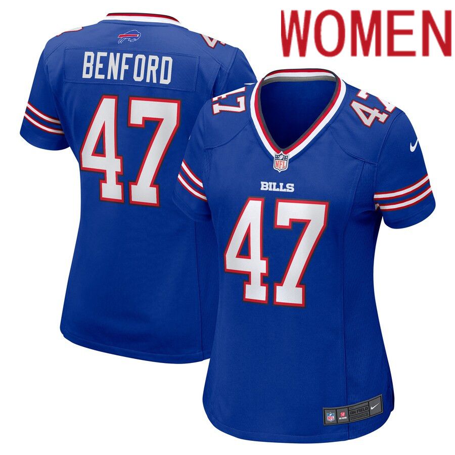 Women Buffalo Bills 47 Christian Benford Nike Royal Game NFL Jersey